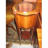 Edwardian mahogany and line inlaid jardiniere stand,