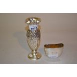 Edwardian silver specimen vase, Sheffield 1903, together with a hip flask cup,