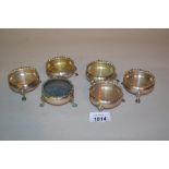 Matched set of six (five plus one) George III silver open salts, London 1770 / '73,