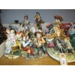 Eight various Capo di Monte porcelain figures,
