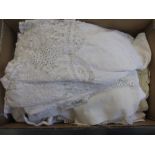 Box of various crochet and other table linen