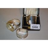 Birmingham silver napkin ring of pierced design in a fitted box,
