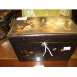 19th Century rectangular lacquered and abalone inlaid two division tea caddy