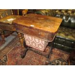 19th Century rosewood work table with a single frieze drawer above a wool compartment,