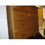 19th Century stripped pine chest of two short over three long drawers with brass swan neck handles