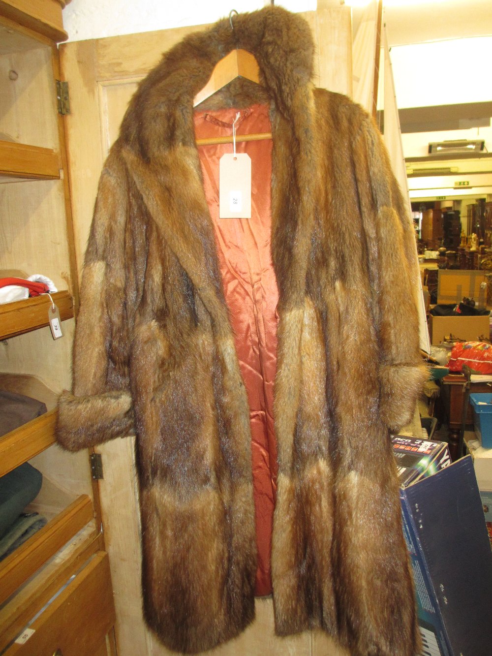 Ladies three quarter length brown fur coat