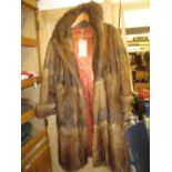 Ladies three quarter length brown fur coat