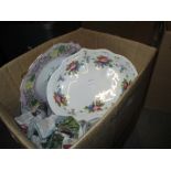 Early 19th Century Derby hand painted floral decorated shaped serving dish together with Royal