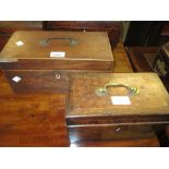 19th Century mahogany tea caddy with two division interior and mixing bowl compartment and another