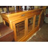 20th Century satinwood crossbanded and line inlaid display cabinet having moulded top with two