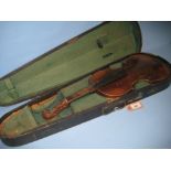 Violin in a wooden fitted case