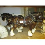Pair of large Melba pottery figures of shire horses