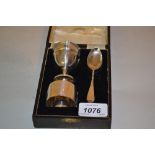 Silver three piece Christening set in a fitted case,