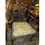 19th Century mahogany open elbow chair in Chippendale style,