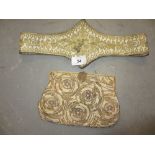 Small gold thread embroidered belt and an evening purse