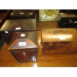 19th Century mahogany single division tea caddy (a/f) and two other two division tea caddies (a/f)