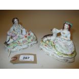 Pair of 19th Century Staffordshire pottery groups,