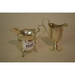 Small Birmingham silver cream jug 1919 together with another 1921