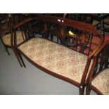 Edwardian mahogany and inlaid three piece drawing room suite comprising: sofa and pair of tub