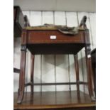 20th Century mahogany box seat piano stool (a/f) and an oak framed rectangular wall mirror