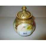 Royal Worcester pot pourri painted with roses,