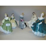 Five various Royal Doulton figures of ladies
