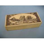 Bone box engraved with a farewell scene