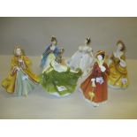 Group of six larger Royal Doulton figures, ' Kate ' HN2789, ' Lynne ' HN2329, ' Rachel ' HN2919,