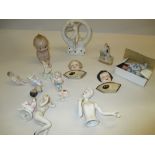Bisque porcelain baby doll and a quantity of various other bisque porcelain miniature figures,