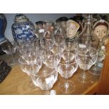 Set of 1930's Art Deco clear drinking glasses with matching decanter and stopper