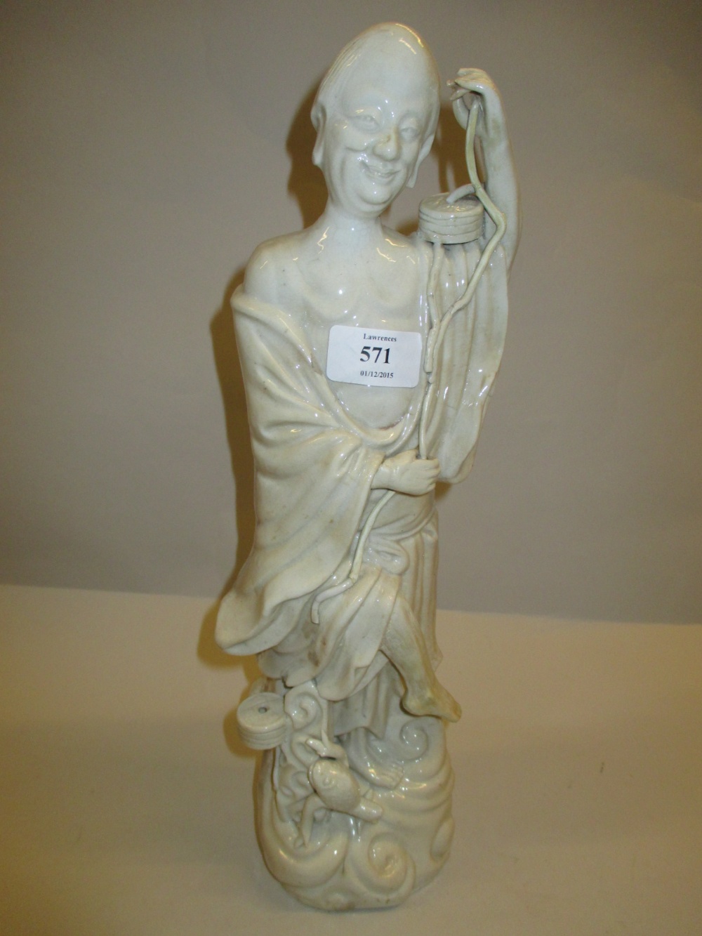 Antique Chinese blanc de chine figure of a sage (restored)