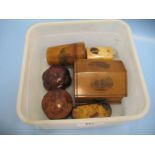 Mauchline ware box with hinged cover,