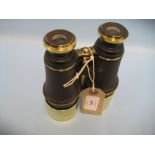 Pair of early 20th Century leather and brass binoculars by W. Gregory and Co. N.R.A.