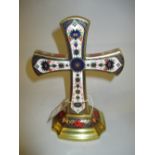 Limited Edition Royal Crown Derby model of a cross with old imari gilt decoration