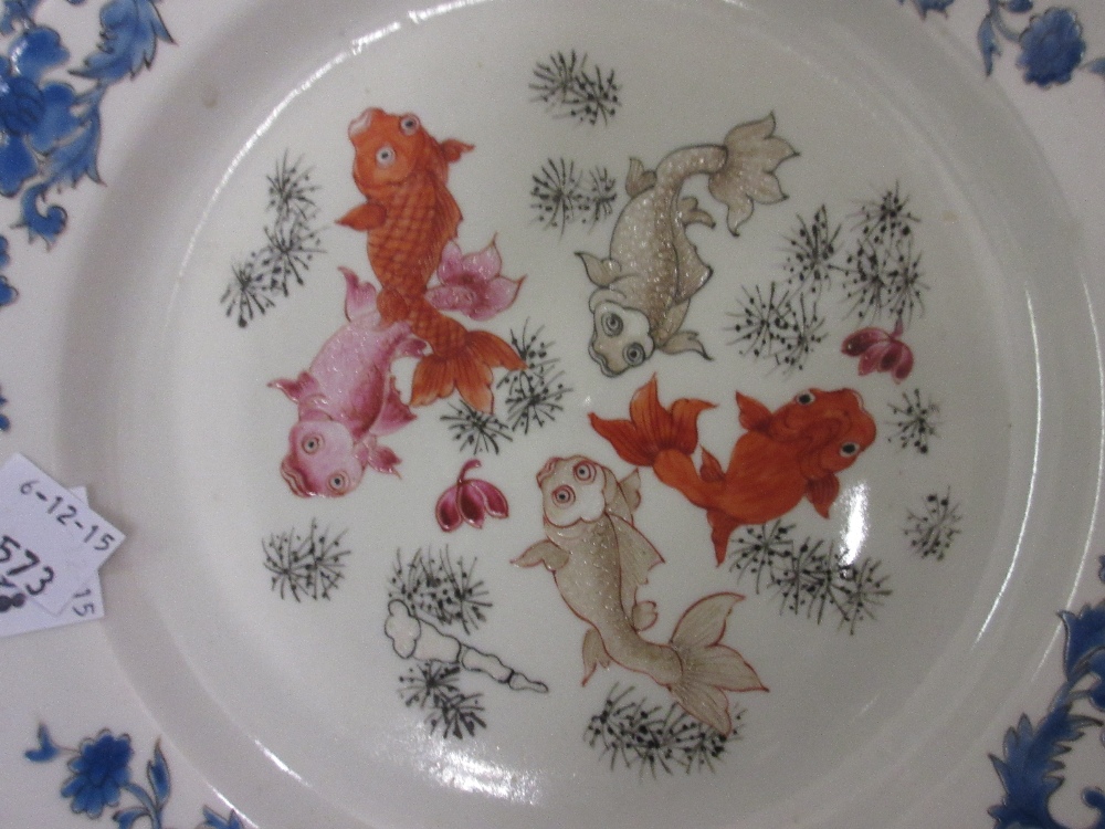 Pair of Chinese plates painted with carp, - Image 6 of 10