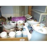 Quantity of various decorative porcelain and glass including: cups, saucers,
