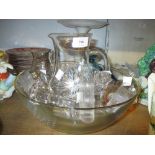 Four pieces of Ritzenhoff design glass bowls, jugs, dishes, Mdina glass vase, four candlesticks,