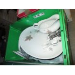 Royal Doulton Tumbling Leaves pattern part dinner service including: gravy boat and stand,