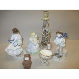 19th Century continental porcelain figural candlestick,