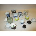 Box containing a collection of 20th Century Chinese miniature bowls, pots, boxes and vases,