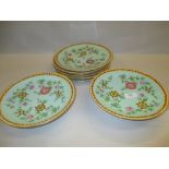 19th Century Derby eight piece botanical decorated part dessert service