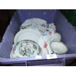 Box containing a quantity of various Indian Tree pattern dinner ware, including: soup bowls,