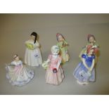 Group of six Royal Doulton figures, ' Ivy ' HN1768, ' Tinkle Bell ' HN1677, ' Mandy ' HN2476,