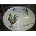 19th Century oval Minton pottery meat plate decorated in Naturalist pattern after William Stephen