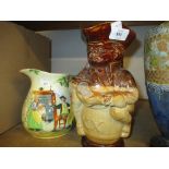 Royal Doulton stoneware Toby form jug (chip to rim) together with a Crown Devon Fieldings musical