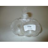 Lalique Fleures pattern perfume bottle with stopper with engraved signature to base