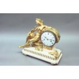 A LOUIS XVI ORMOLU MANTEL CLOCK dial white enamel, signed Foucher a Argentan, movement drum, the