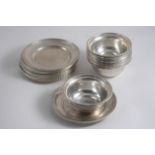 A SET OF TWELVE MODERN ITALIAN SMALL BOWLS and twelve matching saucers with rope-work borders;