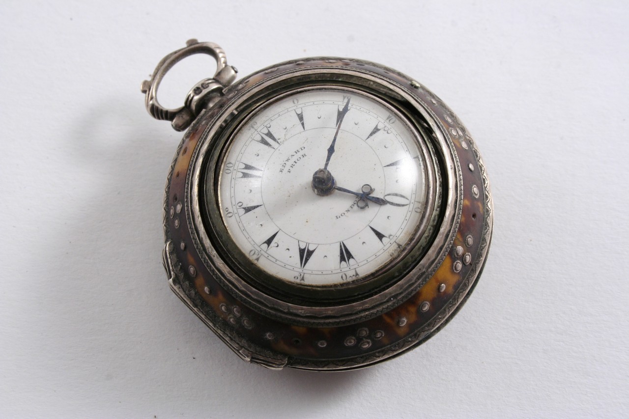 A VICTORIAN TRIPLE-CASED "TURKISH MARKET" POCKET WATCH with a verge escapement & a tortoiseshell