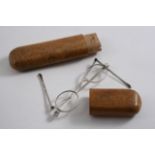 A PAIR OF WILLIAM IV SPECTACLES Maker's mark "FS" (incuse), London 1832, wooden case;  the